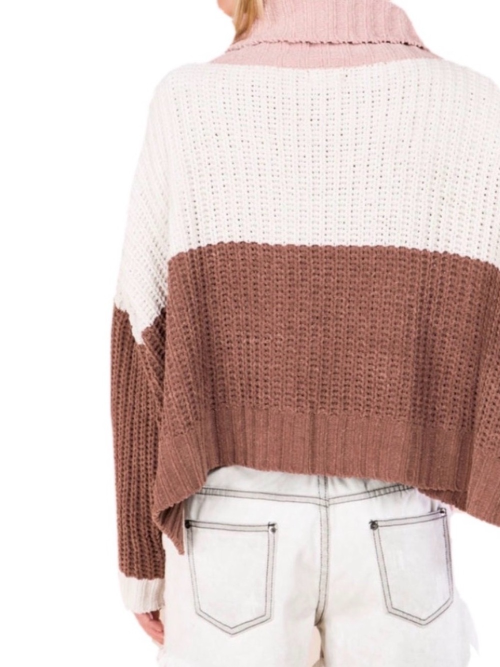 POL High Up in the Sky Knit Oversized Sweater Sz L Colorblock EUC - Picture 2 of 12